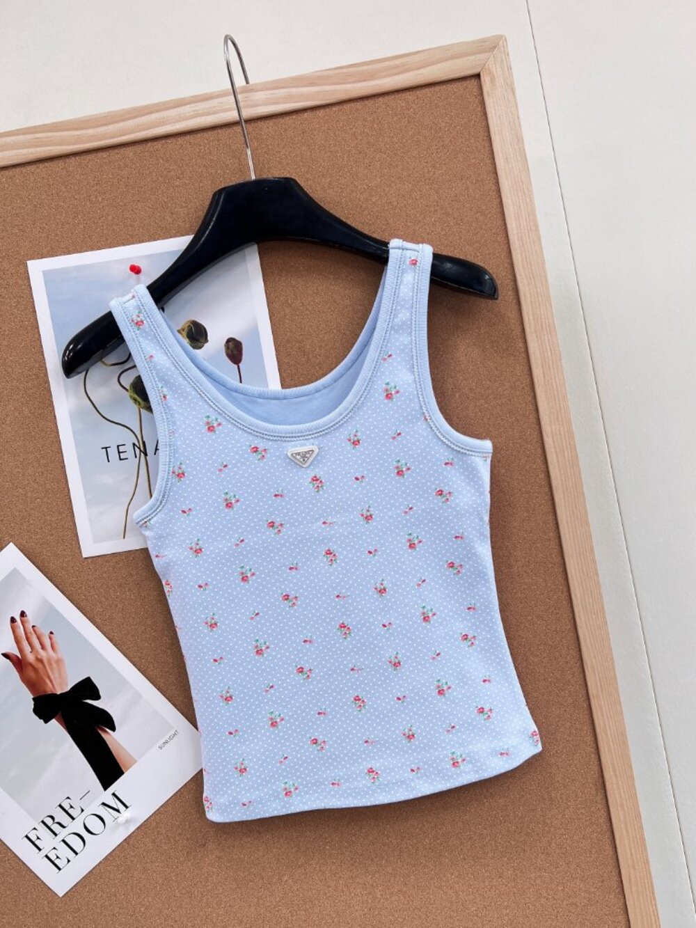 Prada Ditsy Floral Light Blue Tank Top - Picture 6 of 11